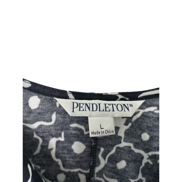 Pendleton Blue White Floral Stretch Office Work Career Sheath Dress Size Large - Picture 2 of 11